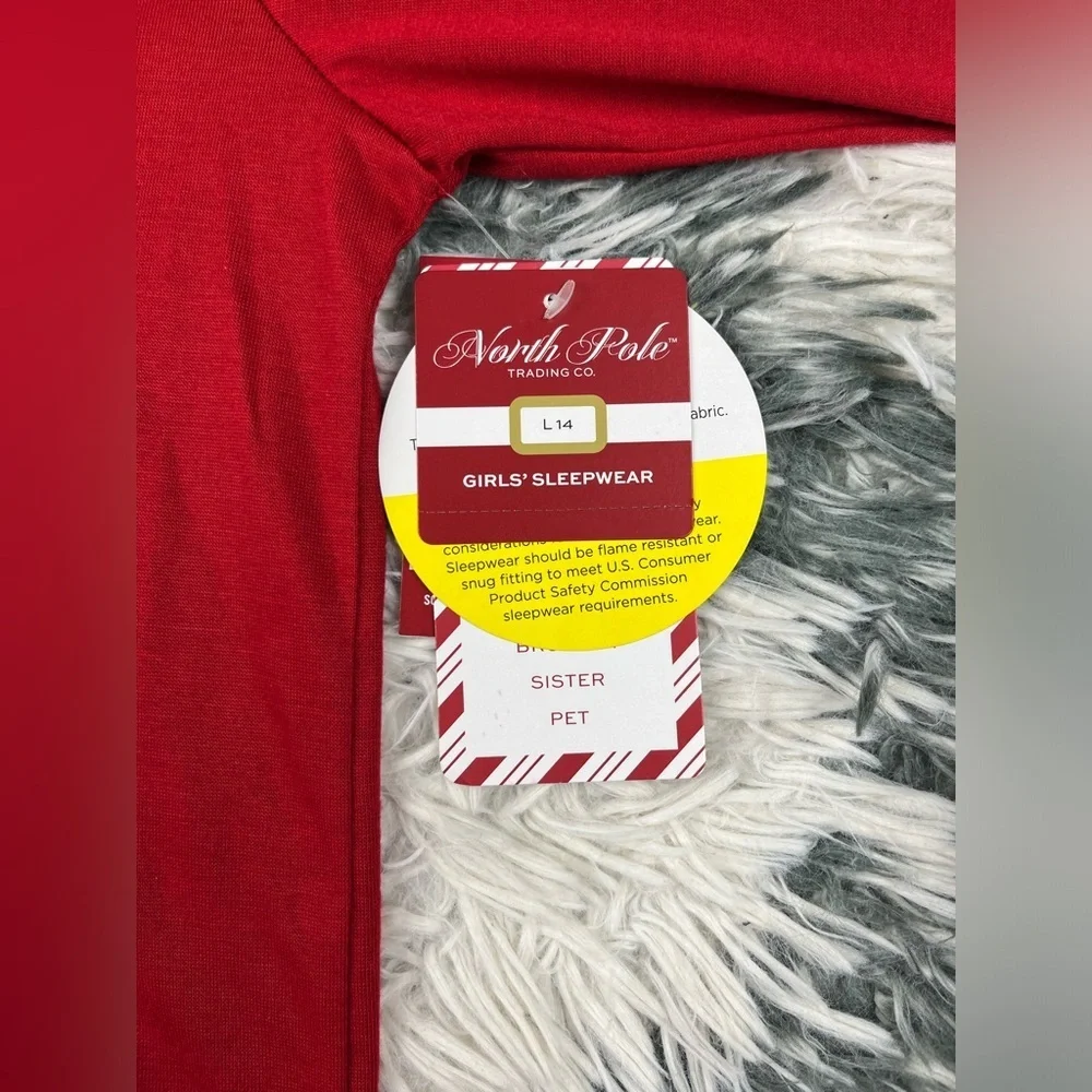 NWT North Pole Kids Girls Red Long Sleeve Sleep Shirt Size Large (14)